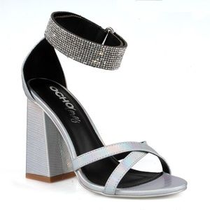 2Cancun-02 Chunky Heel Women's Rhinestone Sandals